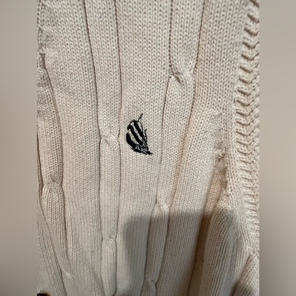 Vintage Nautica Men's Cotton Cable Knit Cardigan Sweater Vest Beige medium - Picture 2 of 6
